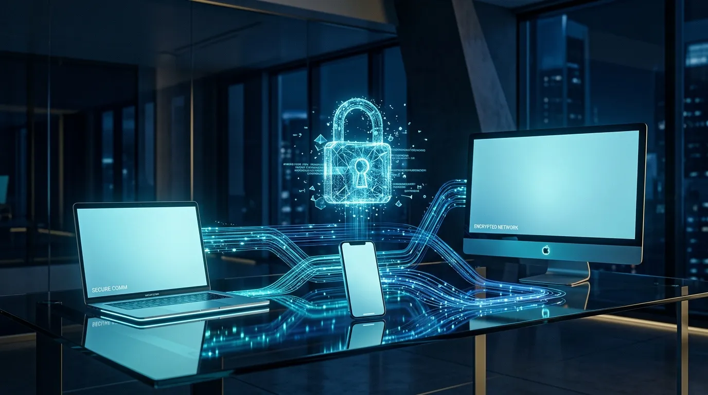 Appareils connect&eacute;s via r&eacute;seau crypt&eacute; avec cadenas num&eacute;rique